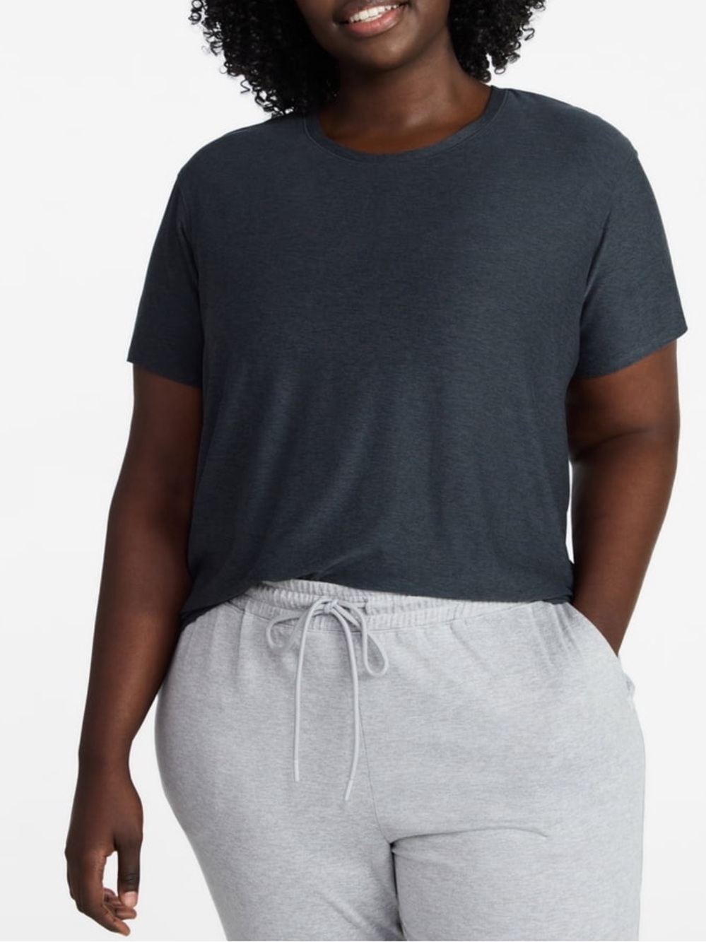 Classic Crewneck Short Sleeve Top - Charcoal